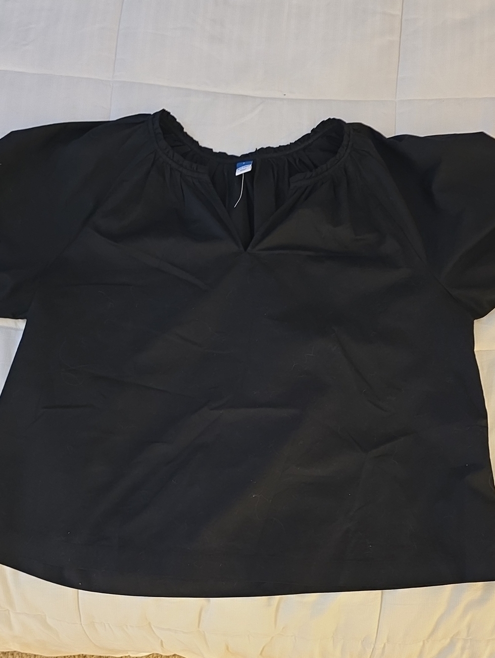 Old Navy Black Short Sleeve Peasant Blouse